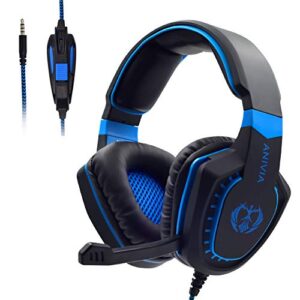 ps4 gaming headset compatible with xbox one, 3.5mm wired over ear stereo gaming headphones with microphone for pc ios computer gamers smart phones mobiles
