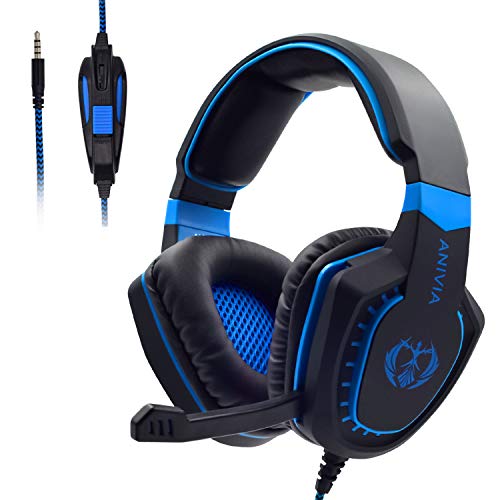 PS4 Gaming Headset Compatible with Xbox One, 3.5mm Wired Over Ear Stereo Gaming Headphones with Microphone for PC iOS Computer Gamers Smart Phones Mobiles