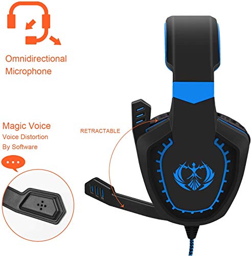 PS4 Gaming Headset Compatible with Xbox One, 3.5mm Wired Over Ear Stereo Gaming Headphones with Microphone for PC iOS Computer Gamers Smart Phones Mobiles