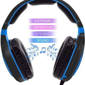 PS4 Gaming Headset Compatible with Xbox One, 3.5mm Wired Over Ear Stereo Gaming Headphones with Microphone for PC iOS Computer Gamers Smart Phones Mobiles