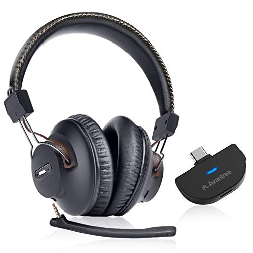 Avantree C519M - Bluetooth Headphones with Mic for PS5 & Switch, Wireless Headset with USB C Adapter for PC & Laptop, Low Latency, Support Two Headphones, 40hrs Playtime