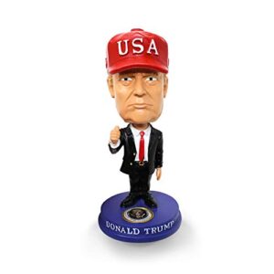 president trump bobblehead maga hat 45 2020 re-election classic red tie and thumbs up for car, desk, office (small)
