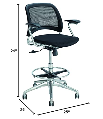 Safco Products 6820BL Reve Extended Height Mesh Back Task Chair, Black