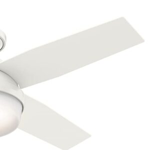 Hunter Fan Dempsey Low Profile Indoor Ceiling Fan with LED Light and Remote Control, Metal, Fresh White, 44 Inch