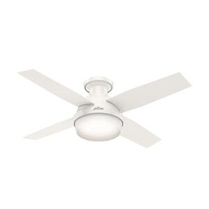 hunter fan dempsey low profile indoor ceiling fan with led light and remote control, metal, fresh white, 44 inch