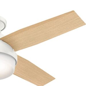 Hunter Fan Dempsey Low Profile Indoor Ceiling Fan with LED Light and Remote Control, Metal, Fresh White, 44 Inch