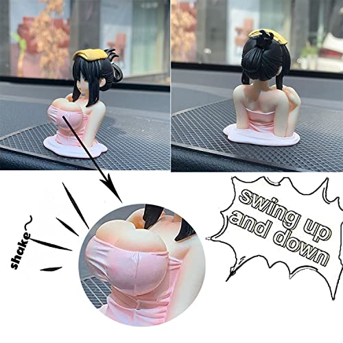 Shaking Girl Car Ornaments, Bobbleheads for Car Dashboard, Car Dashboard Decorations, Kawaii Action Model Doll for Room Desktop Car Dashboard (2PCS)