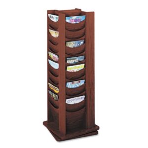 safco 4335mh rotary display 48 compartments 17-3/4w x 17-3/4d x 49-1/2h mahogany