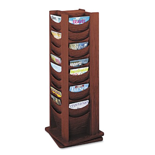 Safco 4335Mh Rotary Display 48 Compartments 17-3/4W X 17-3/4D X 49-1/2H Mahogany