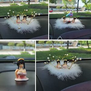 2Pcs Chest Shaking Ornaments, Shake Shake Girl Car Dashboard Decorations, Tide Play Q Version Doll Bobbleheads, Kawaii Sexy Action Figurine Beauty, Car Center Console Sculpture Model