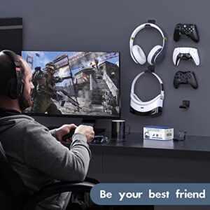 Controller Wall Mount for PS5/PS4/Xbox/Switch Controller, Adhesive PS5 Headset Holder Controller Stand for PS5 Console, 6 Pack Headphone Hanger Wall Mount Hook,PS5 Accessories Controller Headset Stand