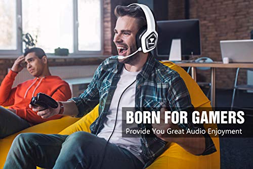 BENGOO G9700 Gaming Headset Headphones for PS4 PS5 Xbox One PC Controller, Noise Canceling Over Ear Headphones with Mic, White LED Light, Bass Surround Sound for Sega Genesis Game Boy