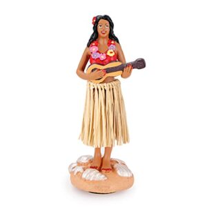 bcsmyer hawaiian hula girl dashboard doll with ukulele bobbleheads for car dashboard collection figurines gifts for home decoration mini size doll dashboard hula girl 4.72" high