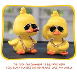 wonuu Cute Yellow Duck Toy Car Ornaments Cool Duck Car Dashboard Decorations Shaking Head Doll