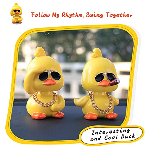 wonuu Cute Yellow Duck Toy Car Ornaments Cool Duck Car Dashboard Decorations Shaking Head Doll