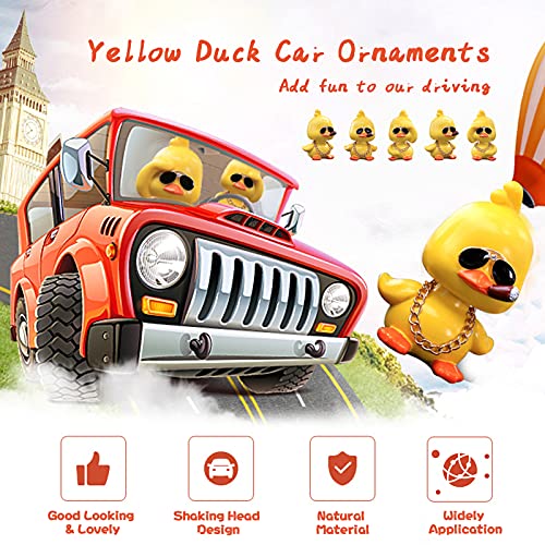 wonuu Cute Yellow Duck Toy Car Ornaments Cool Duck Car Dashboard Decorations Shaking Head Doll