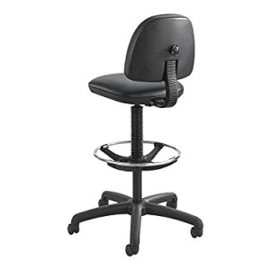 Safco 3401Bl Precision Extended Height Swivel Stool W/Adjustable Footring Black Fabric