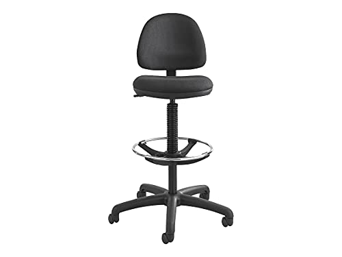 Safco 3401Bl Precision Extended Height Swivel Stool W/Adjustable Footring Black Fabric