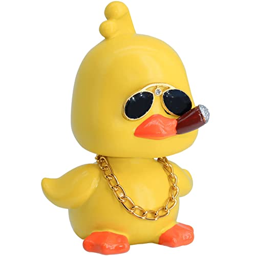 MuMyer Cool Yellow Duck Car Ornaments Funny Duck Car Toy Dashboard Decorations Shaking Head Doll for Car Auto Interior Decor Accessories