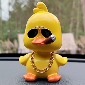 MuMyer Cool Yellow Duck Car Ornaments Funny Duck Car Toy Dashboard Decorations Shaking Head Doll for Car Auto Interior Decor Accessories