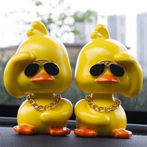 MuMyer Cool Yellow Duck Car Ornaments Funny Duck Car Toy Dashboard Decorations Shaking Head Doll for Car Auto Interior Decor Accessories