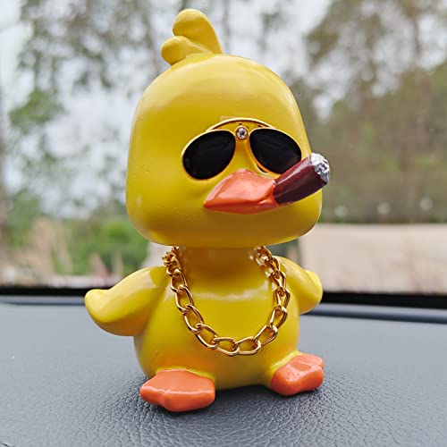 MuMyer Cool Yellow Duck Car Ornaments Funny Duck Car Toy Dashboard Decorations Shaking Head Doll for Car Auto Interior Decor Accessories