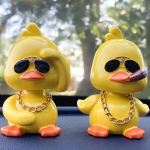 MuMyer Cool Yellow Duck Car Ornaments Funny Duck Car Toy Dashboard Decorations Shaking Head Doll for Car Auto Interior Decor Accessories