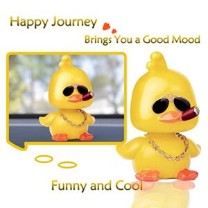 MuMyer Cool Yellow Duck Car Ornaments Funny Duck Car Toy Dashboard Decorations Shaking Head Doll for Car Auto Interior Decor Accessories