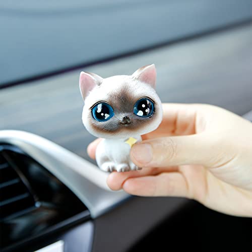 YGMONER Cat Bobblehead Ornaments Car Dashboard Shake Head Decoration (Siamese)