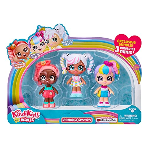 Kindi Kids Minis - Rainbow Besties - 3 Pack Collectible Posable Bobble Head Figure