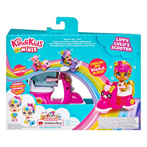 Kindi Kids Minis - Lippy Lulu's Scooter - Collectible Vehicle and Posable Bobble Head Figurine 2pc