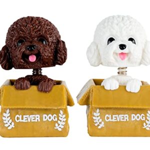 OKAZAVRA 2PCS Shaking Head Dog Decor Bobble-Head Toys for Car Interior Dashboard Ornament, Dog Cake Topper Doll, Clever Dog Doll