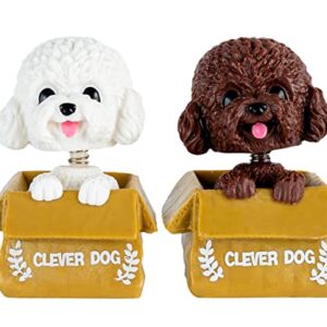 OKAZAVRA 2PCS Shaking Head Dog Decor Bobble-Head Toys for Car Interior Dashboard Ornament, Dog Cake Topper Doll, Clever Dog Doll
