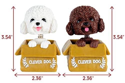 OKAZAVRA 2PCS Shaking Head Dog Decor Bobble-Head Toys for Car Interior Dashboard Ornament, Dog Cake Topper Doll, Clever Dog Doll