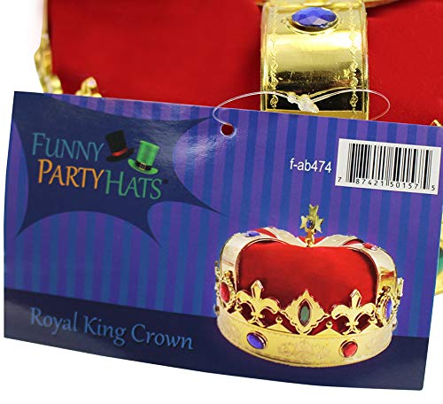 Funny Party Hats Royal Jeweled King's Crown - Costume Accessory