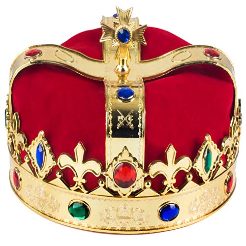 Funny Party Hats Royal Jeweled King's Crown - Costume Accessory