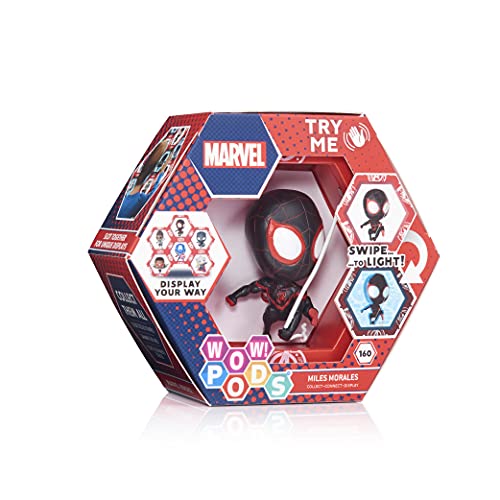 WOW! PODS Avengers Collection - Miles Morales | Superhero Light-Up Bobble-Head Figure | Official Marvel Collectable Toys & Gifts