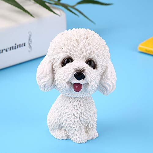 Car Interior Simulation Shaking Head Dog Decor ,Bobble Head Toy Car Interior Dashboard Ornament Kid Home Office Decor White Poodle White Poodle