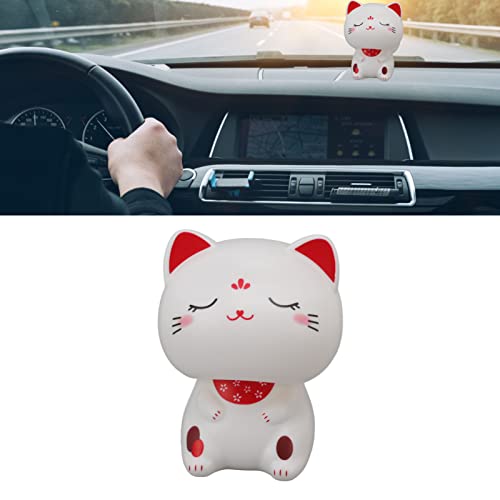 Zunate Bobble Head Nodding Cat for Car Dashboard,Solar Lucky Nodding Cat Car Decoration,Cute Miniature Cat Figure Automobile Decoration, Gifts for Men (Smiling Face)