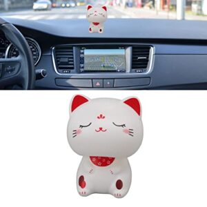 Zunate Bobble Head Nodding Cat for Car Dashboard,Solar Lucky Nodding Cat Car Decoration,Cute Miniature Cat Figure Automobile Decoration, Gifts for Men (Smiling Face)