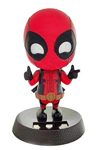 RRI Deadpool Cute Solar Powered Bobblehead Home Office Ultra Detail Relaxing Toy ., Red, 4 inches