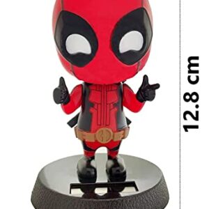 RRI Deadpool Cute Solar Powered Bobblehead Home Office Ultra Detail Relaxing Toy ., Red, 4 inches