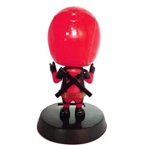 RRI Deadpool Cute Solar Powered Bobblehead Home Office Ultra Detail Relaxing Toy ., Red, 4 inches