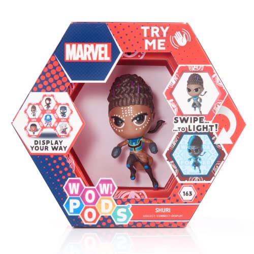 WOW! PODS Avengers Collection - Black Panther Shuri | Superhero Light-Up Bobble-Head Figure | Official Marvel Collectable Toys & Gifts