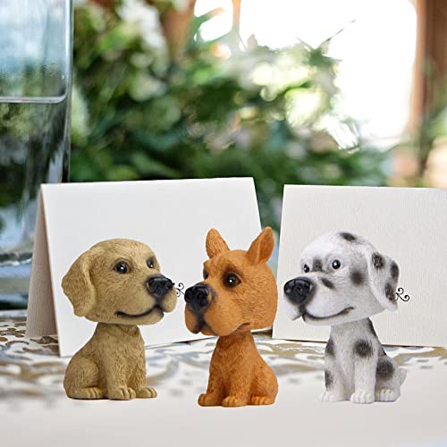 pulunto Resin Bobbing Head Dog Car Ornaments, Mini Bobblehead Puppy Figures Dashboard Crafts Gift Decor for Car Vehicle Desk Tabletop Office