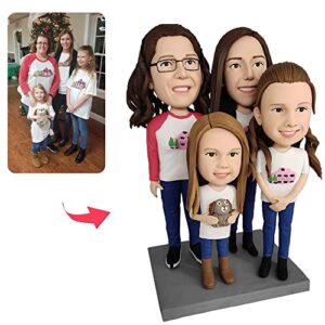 Mydedor Custom Bobble-Heads Figures 4 Person Family Figurines Customized Doll, 6-Inch Bobble Head Figures Handmade Personalized Car Dashboard Birthday Gift for Dad Friend Businessman Coworker