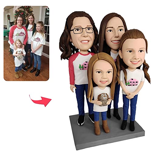 Mydedor Custom Bobble-Heads Figures 4 Person Family Figurines Customized Doll, 6-Inch Bobble Head Figures Handmade Personalized Car Dashboard Birthday Gift for Dad Friend Businessman Coworker