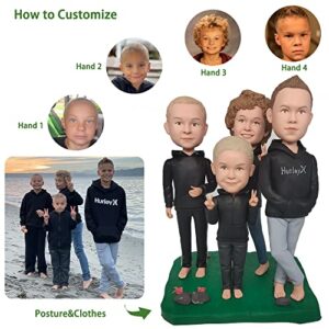 Mydedor Custom Bobble-Heads Figures 4 Person Family Figurines Customized Doll, 6-Inch Bobble Head Figures Handmade Personalized Car Dashboard Birthday Gift for Dad Friend Businessman Coworker