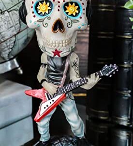 Ebros Gift Day of The Dead Skeleton Rock Band Guitar Player Guitarist with Headphones Bobblehead Statue 6.5" Tall Dias De Muertos Sugar Skull Bobble Head Musician Figurine