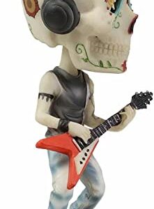 Ebros Gift Day of The Dead Skeleton Rock Band Guitar Player Guitarist with Headphones Bobblehead Statue 6.5" Tall Dias De Muertos Sugar Skull Bobble Head Musician Figurine